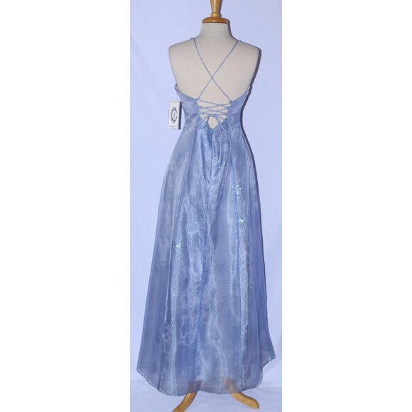 Poly USA #2264 Long Organza Formal Evening or Prom Gown-Size M-PERIWINKLE BLUE - Picture 2 of 7